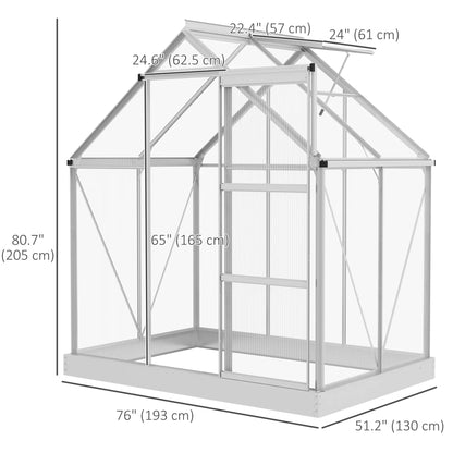 6' x 4' Walk-In Greenhouse, Polycarbonate, Sliding Door, Window, Aluminium Frame, Silver Walk In Greenhouses at Gallery Canada
