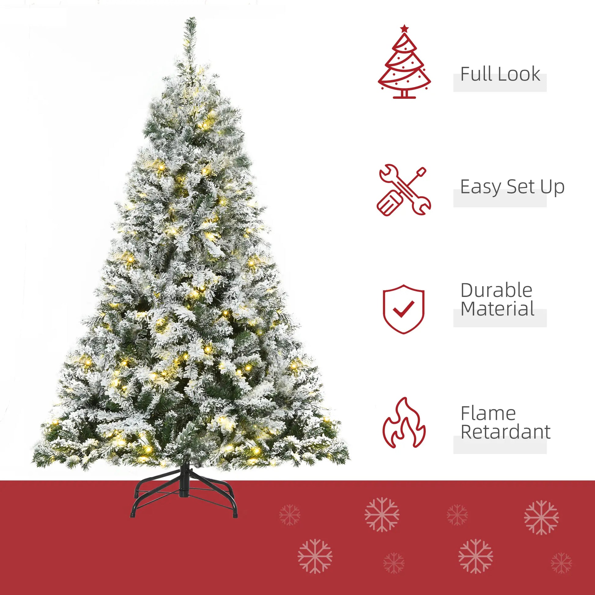 6ft Snow Flocked Artificial Christmas Tree, 250 LED Lights, 928 Branches Flocked Christmas Trees at Gallery Canada