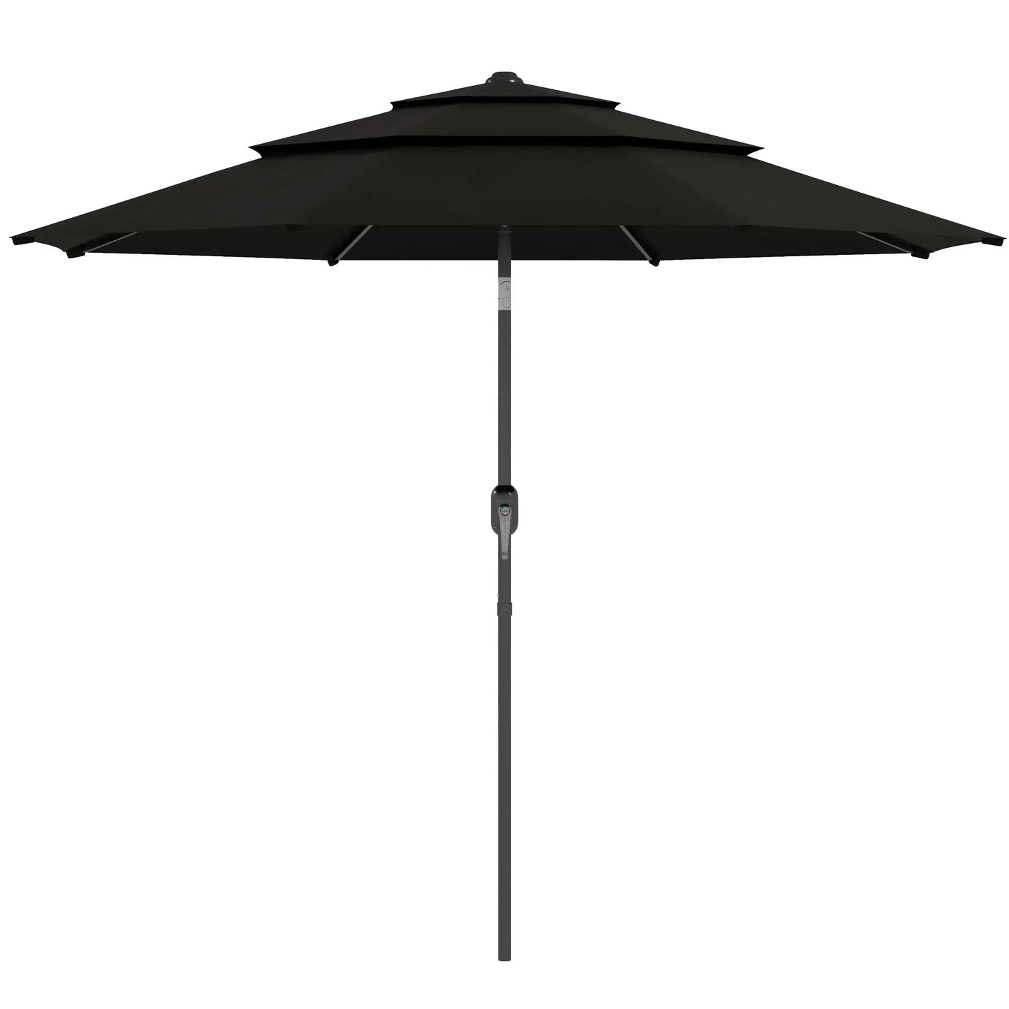 9FT 3-Tier Patio Umbrella, Crank Push Button Tilt, Black Sun Umbrellas Black at Gallery Canada