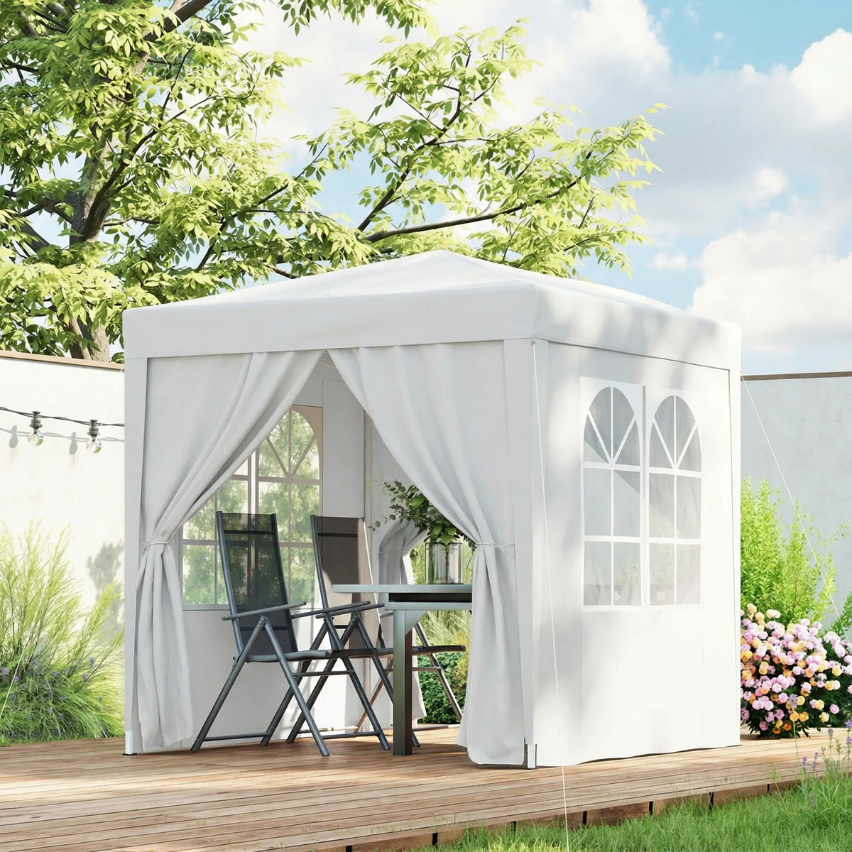 6.6'x6.6' Pop Up Canopy Tent, Instant Sun Shelter Gazebo, White