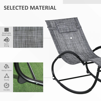 Outdoor Rocking Chair, Zero Gravity Rocker with Mesh Seat, Padded Pillow, Grey Outdoor Rocking Chairs at Gallery Canada