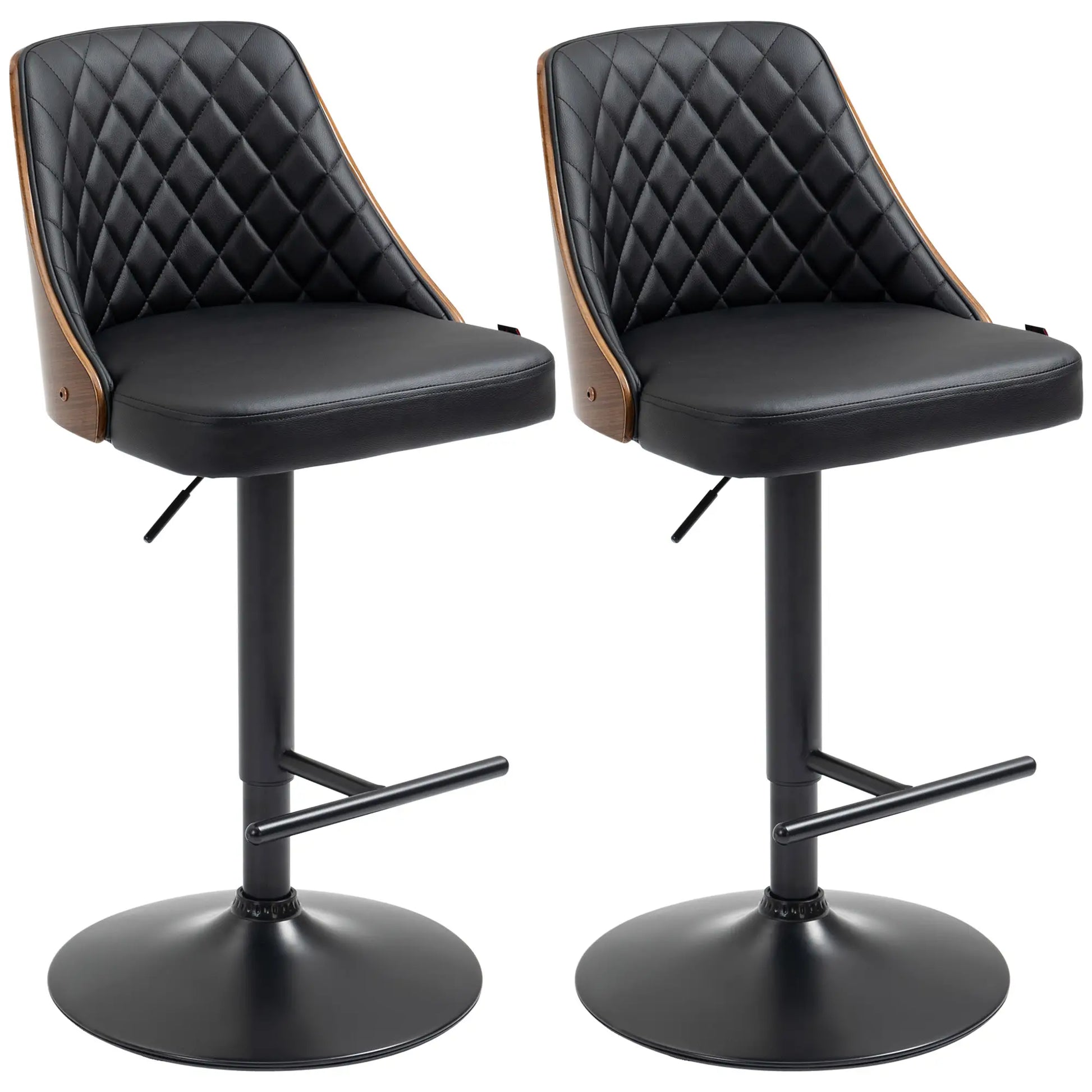 Modern PU Leather Bar Stools, Set of 2, Swivel, Adjustable Height, Black Bar Stools at Gallery Canada