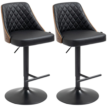 Modern PU Leather Bar Stools, Set of 2, Swivel, Adjustable Height, Black Bar Stools at Gallery Canada