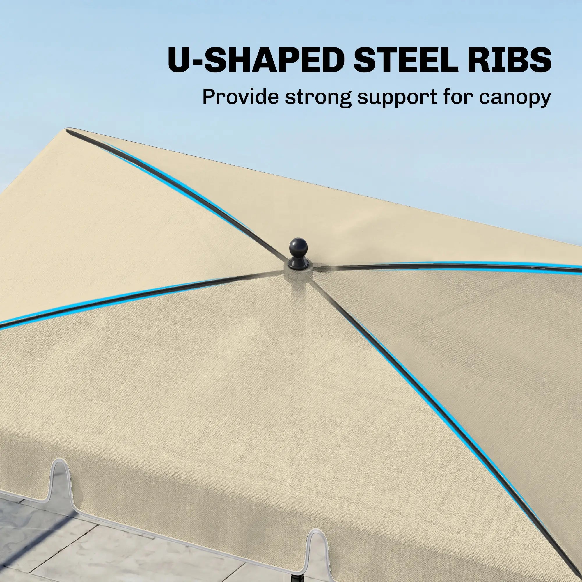 6.5x4ft Rectangle Patio Umbrella, Aluminum, Tilt Adjustable, Beige Sun Umbrellas at Gallery Canada