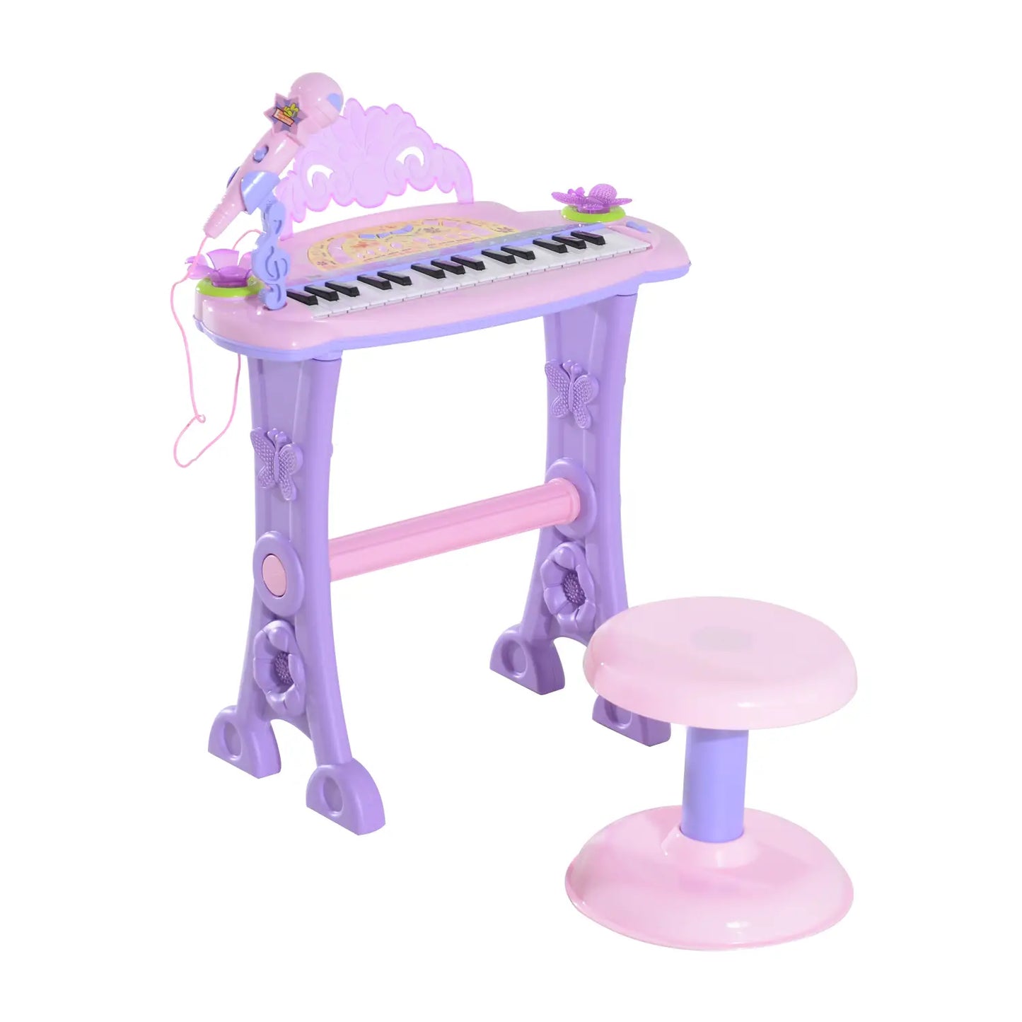 Kids Piano, 32 Keys, Electronic Keyboard with Microphone, Pink Electronic Musical Pianos Pink at Gallery Canada