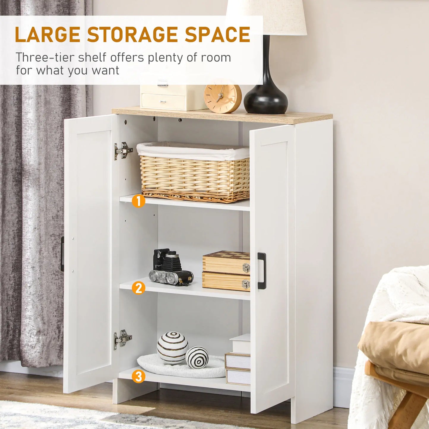 Modern Storage Cabinet, Adjustable Shelf, 23.6" x 11.8" x 35.4", White Storage Cabinets at Gallery Canada