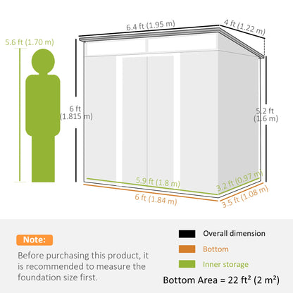 6.5x4FT Galvanised Metal Shed, Foundation Kit, Lockable Garden Storage, Sliding Doors, Vents, Grey Sheds at Gallery Canada