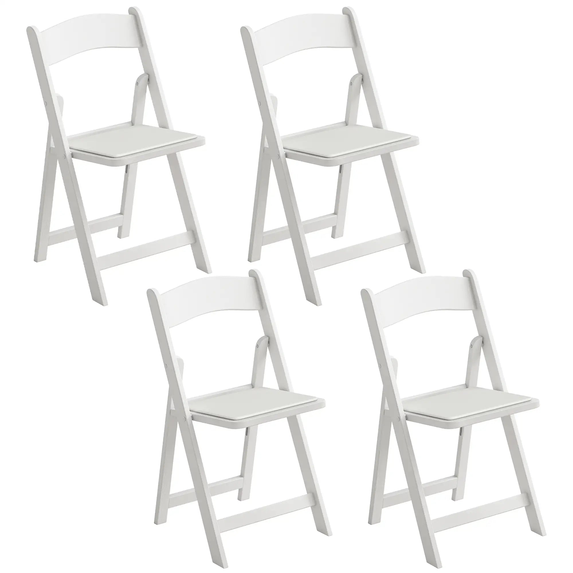 4 Pack Folding Chairs, Foldable Resin Chair with Padded Seat, Portable Indoor Outdoor Seat for Office Events Dining Dining Chairs White at Gallery Canada