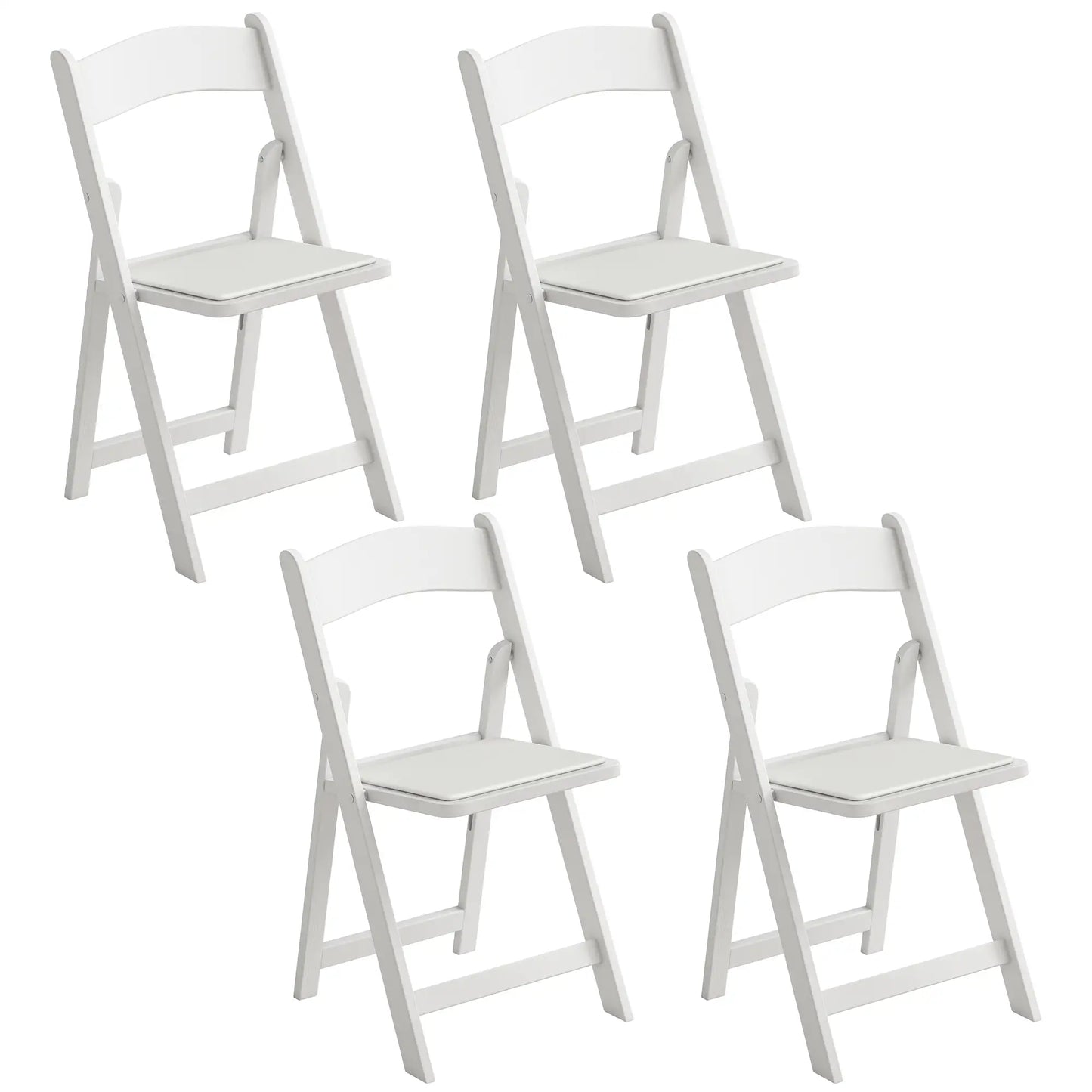 4 Pack Folding Chairs, Foldable Resin Chair with Padded Seat, Portable Indoor Outdoor Seat for Office Events Dining Dining Chairs White at Gallery Canada