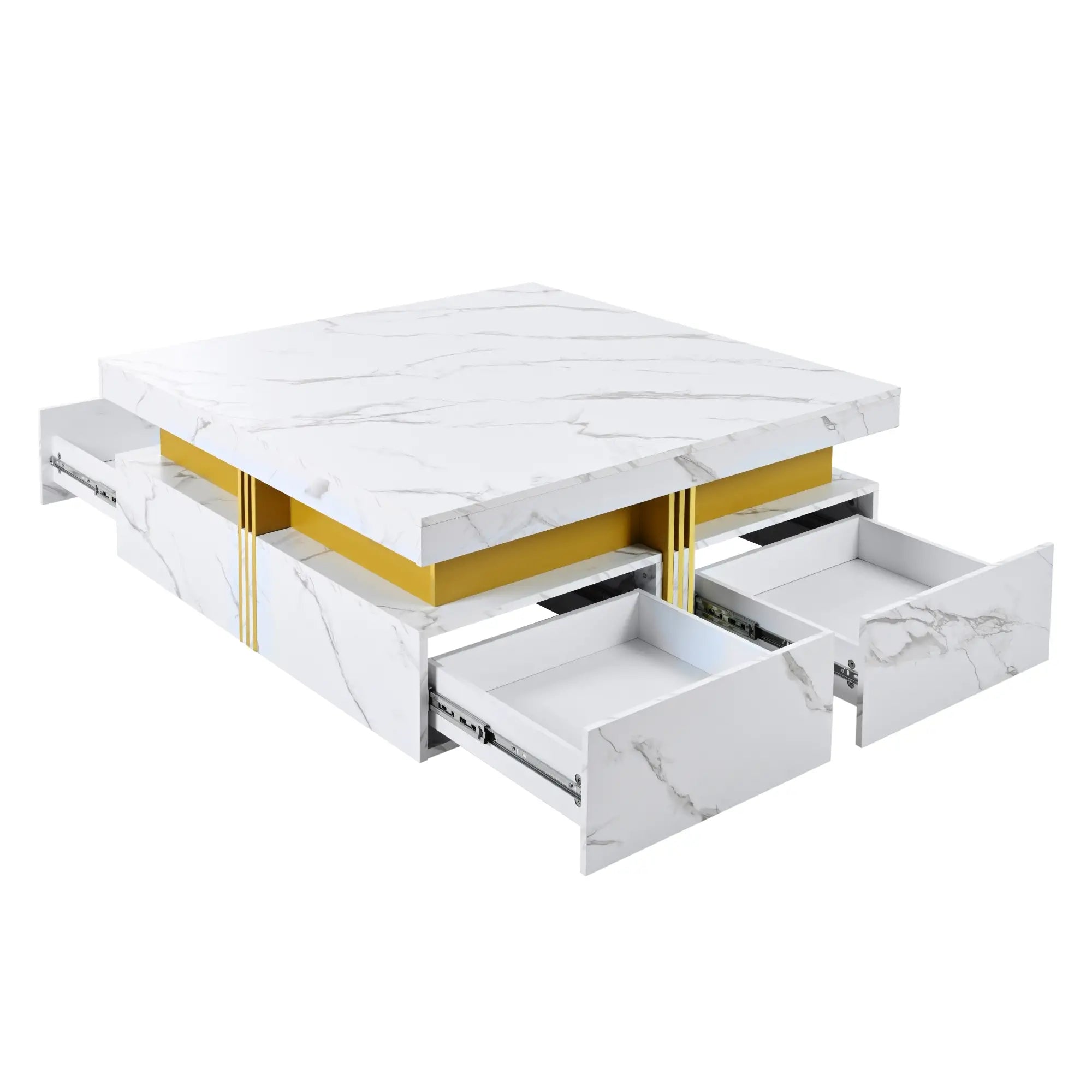 Square Storage Coffee Table, 4 Drawers, MDF, 33.5