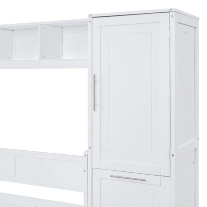 Murphy Bed with Closet, Drawers, 107.5" L x 58" W x 72" H, White Bed Frames at Gallery Canada