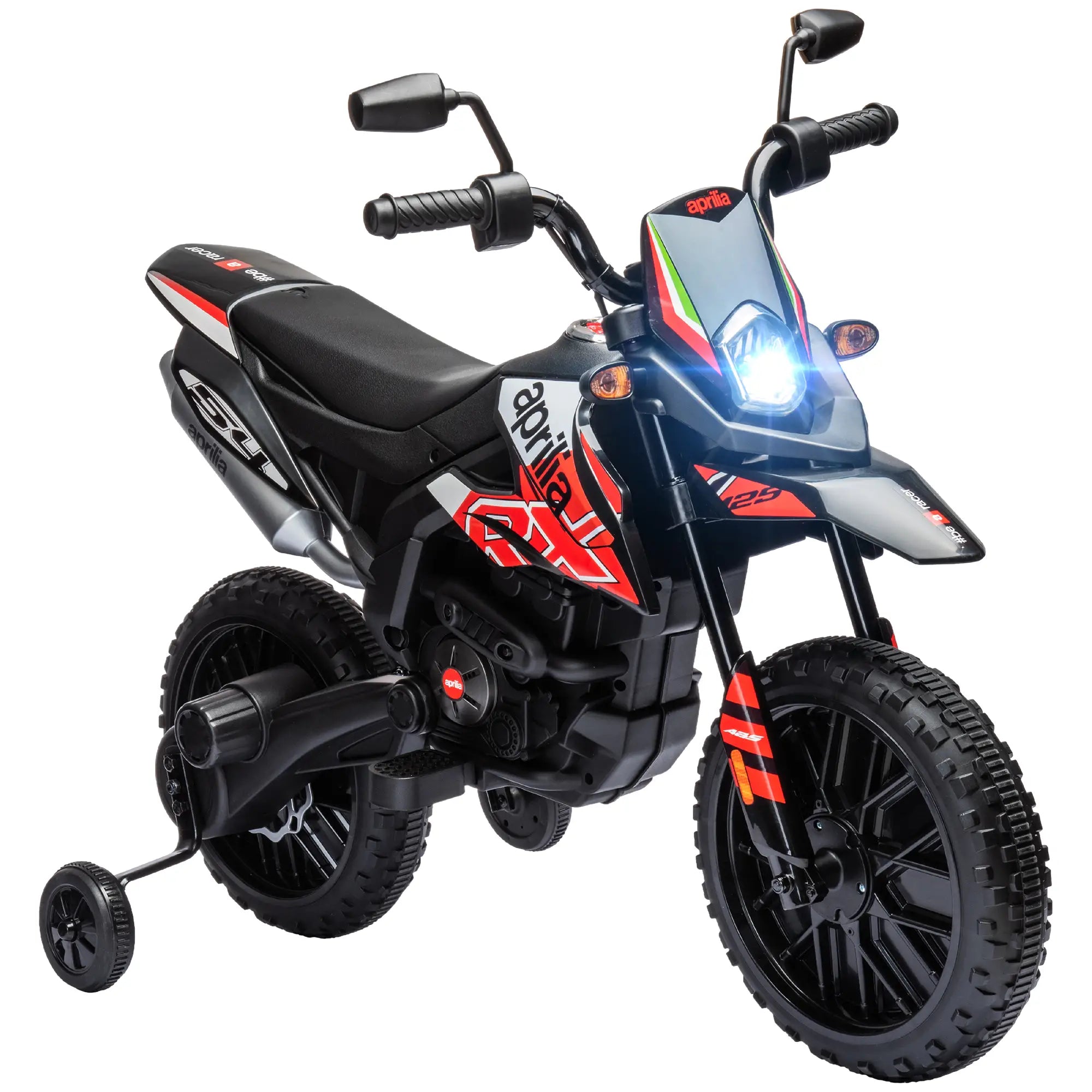 12V Kids Electric Motorcycle, Battery Powered Dirt Bike with Training Wheels, Red Electric Ride On Toys at Gallery Canada