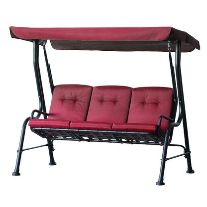 3-Person Porch Swing Chair, Wine Red Porch Swings with Canopy at Gallery Canada