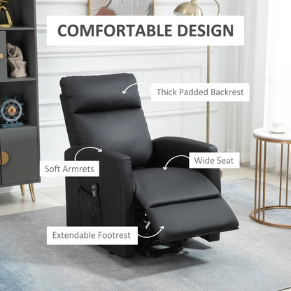Power Lift Recliner Chair, Remote Control, Side Pocket, Black Electric Power Lift Chairs at Gallery Canada