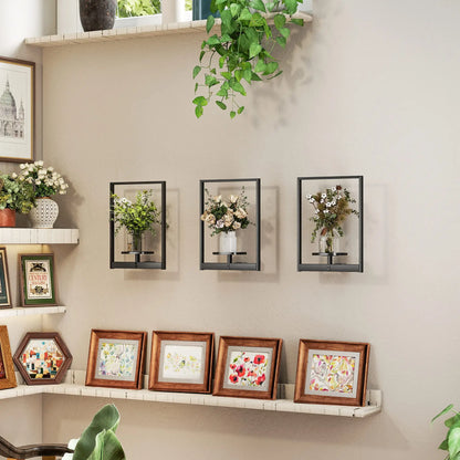 3 Pack Wall Planters, Metal Plant Stand Shelves, Picture Frame Decor