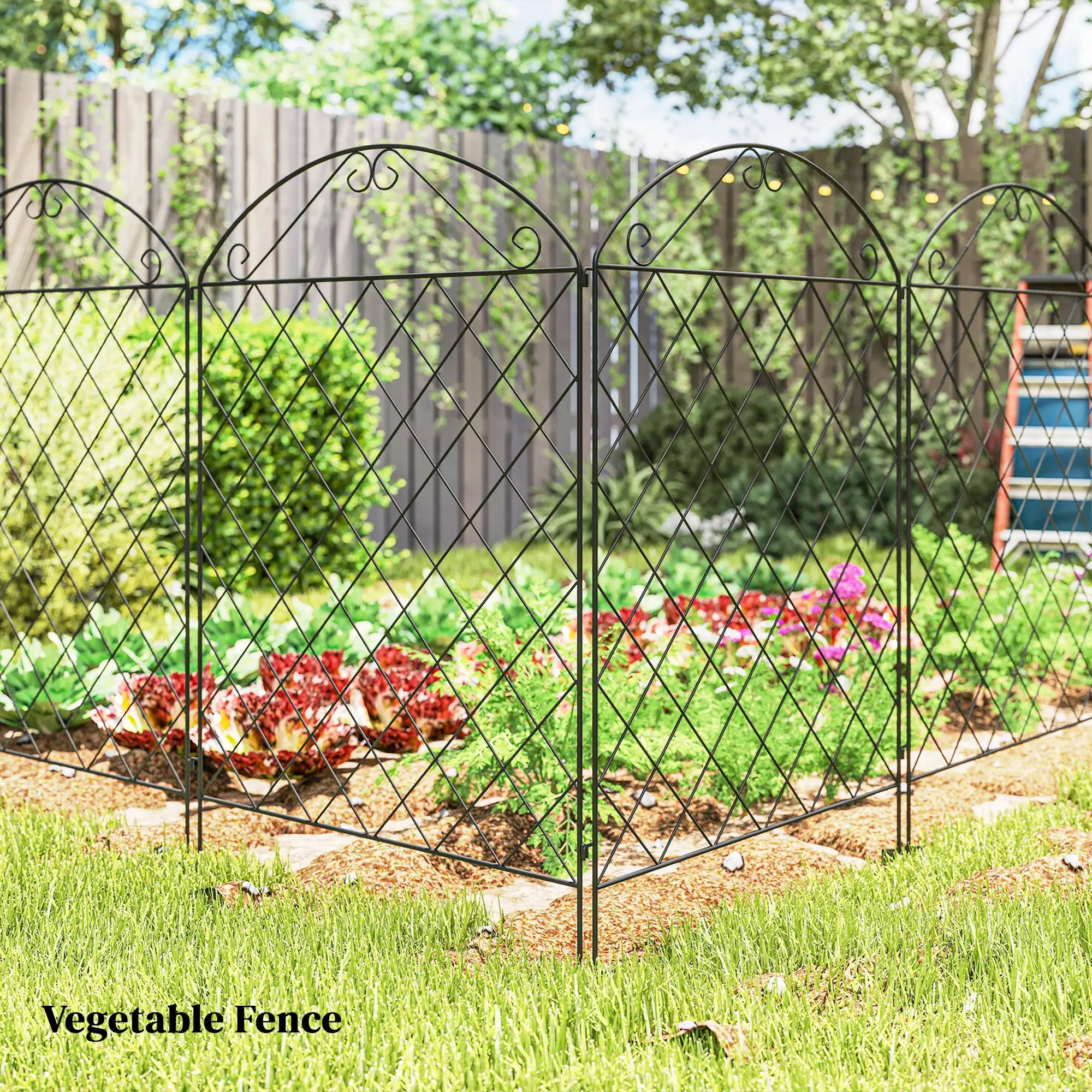 Outdoor Metal Garden Fence Panels, Animal Barrier, 4 Pack, Curved Scrollworks Garden Fences at Gallery Canada