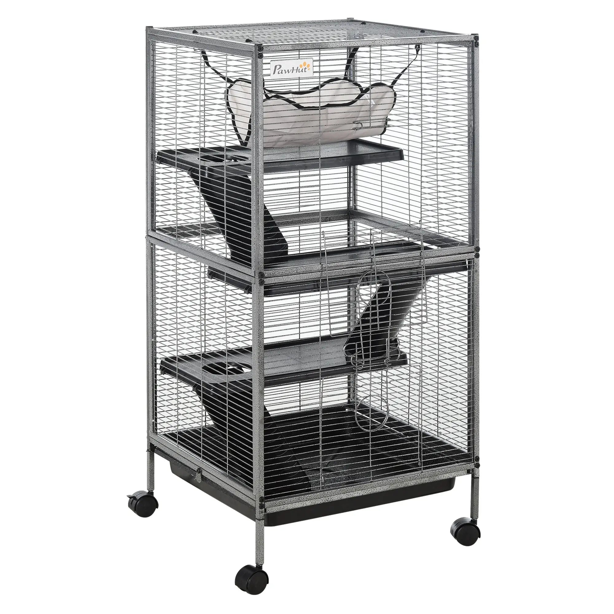 4-Tier Rolling Small Animal Cage, Guinea Pig, Ferret, Chinchilla, Rabbit Houses & Habitats Silver Grey at Gallery Canada