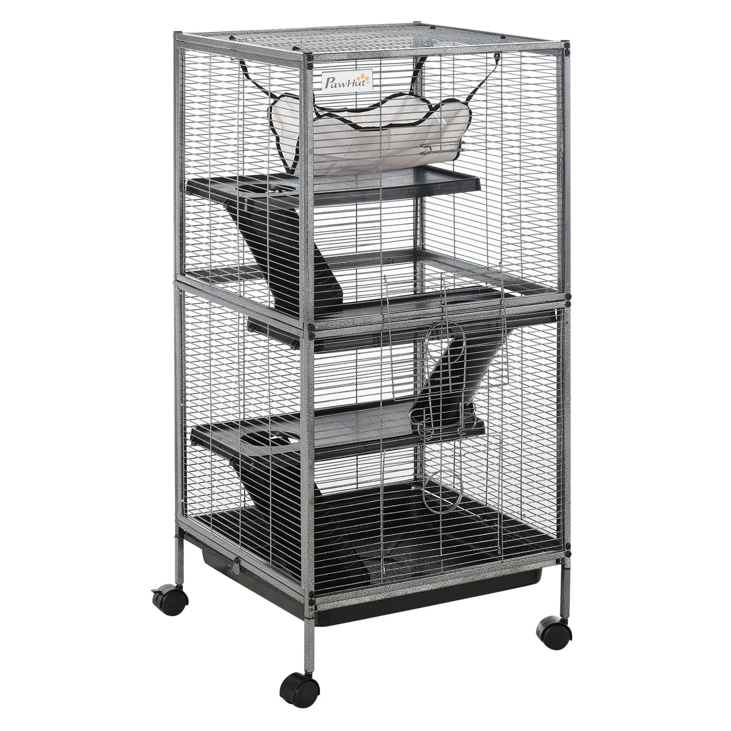 4-Tier Rolling Small Animal Cage, Guinea Pig, Ferret, Chinchilla, Rabbit Houses & Habitats Silver Grey at Gallery Canada