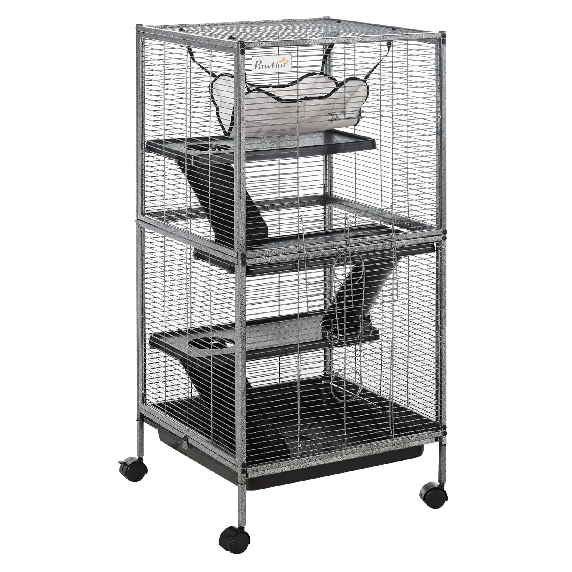 4-Tier Rolling Small Animal Cage, Guinea Pig, Ferret, Chinchilla, Rabbit Houses & Habitats Silver Grey at Gallery Canada