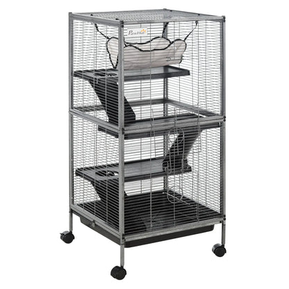 4-Tier Rolling Small Animal Cage, Guinea Pig, Ferret, Chinchilla, Rabbit Houses & Habitats Silver Grey at Gallery Canada