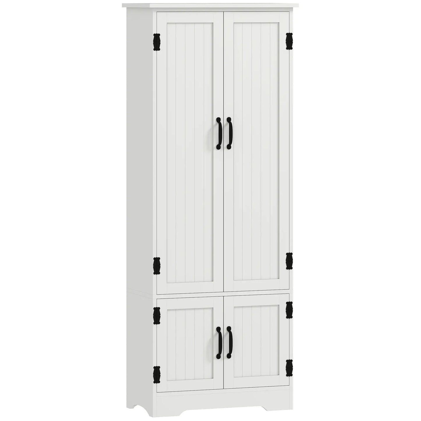 60" 4-Door Storage Cabinet, Adjustable Shelves, Large Pantry, White Kitchen Pantry Cabinets White at Gallery Canada