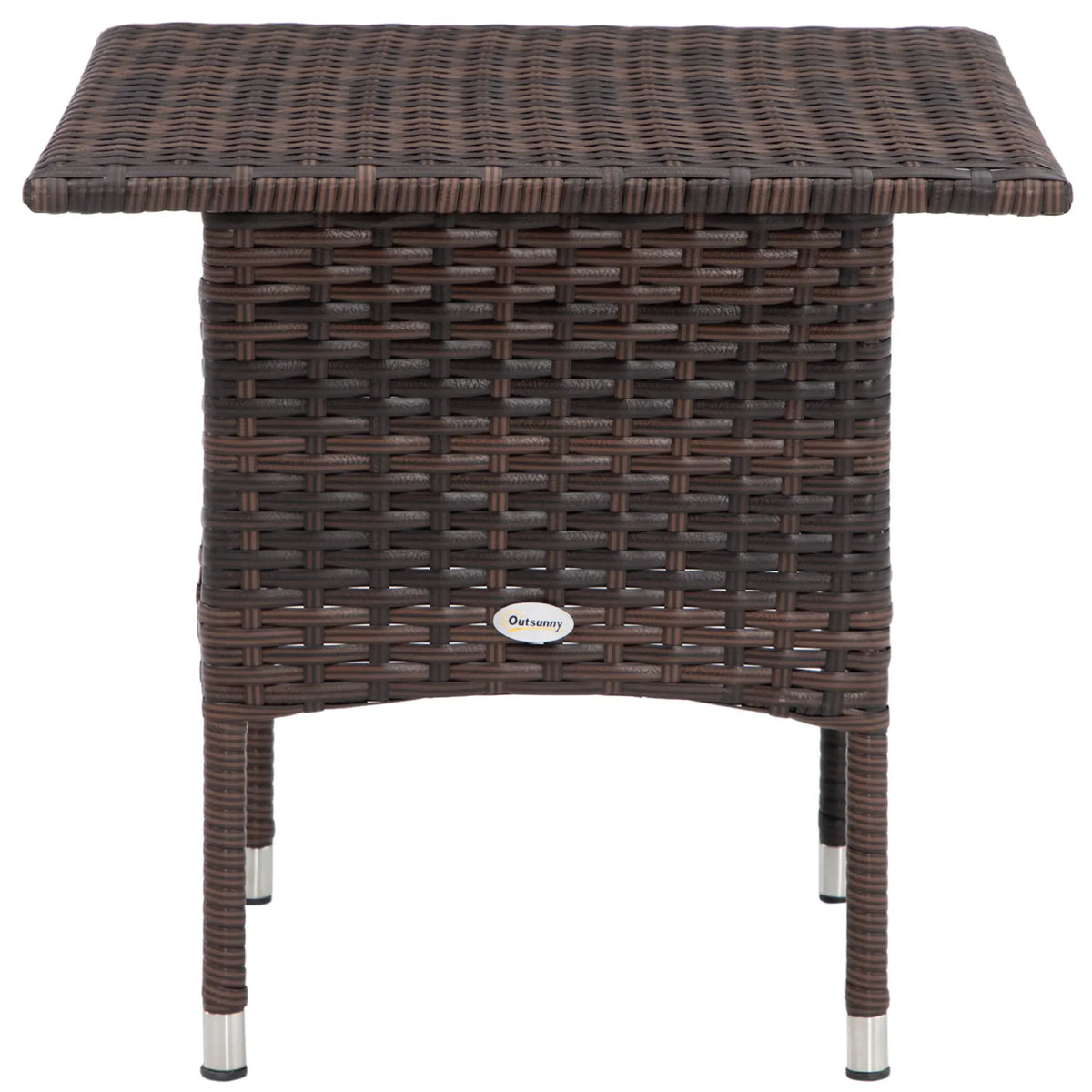 Wicker Patio Coffee Table With Plastic Board, 20", Mixed Brown Patio Side Tables at Gallery Canada