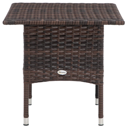 Wicker Patio Coffee Table With Plastic Board, 20", Mixed Brown Patio Side Tables at Gallery Canada