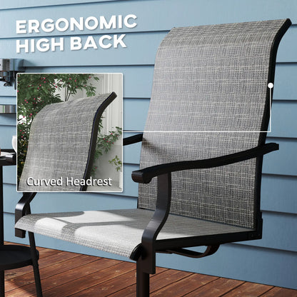 Outdoor Swivel Dining Chairs Set of 2, High Back, All Weather Mesh, Grey Patio Chairs at Gallery Canada