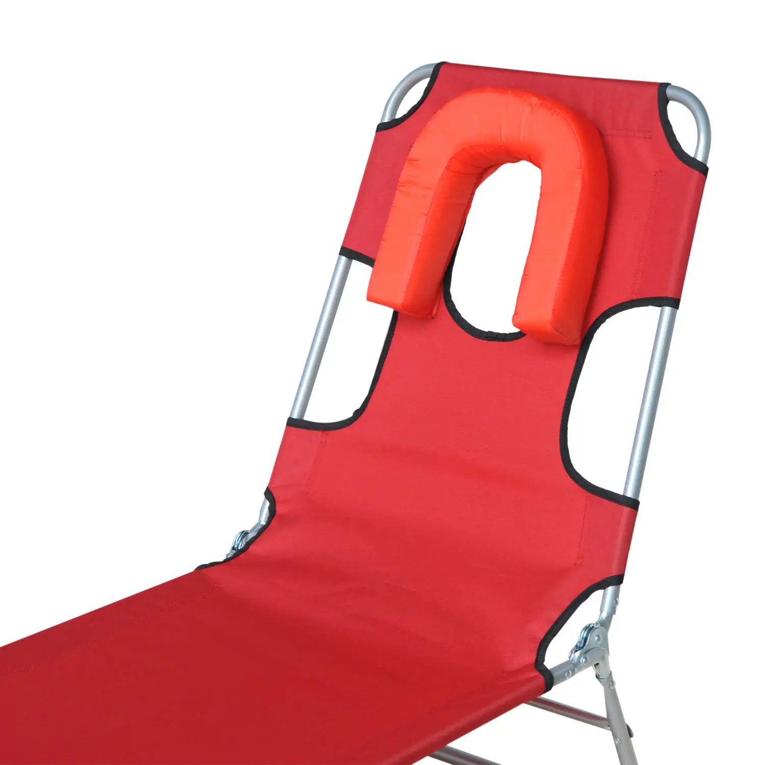 Outdoor Lounge Chair, Adjustable Folding Chaise, Sun Lounger Bed, Red Lounger Chairs at Gallery Canada