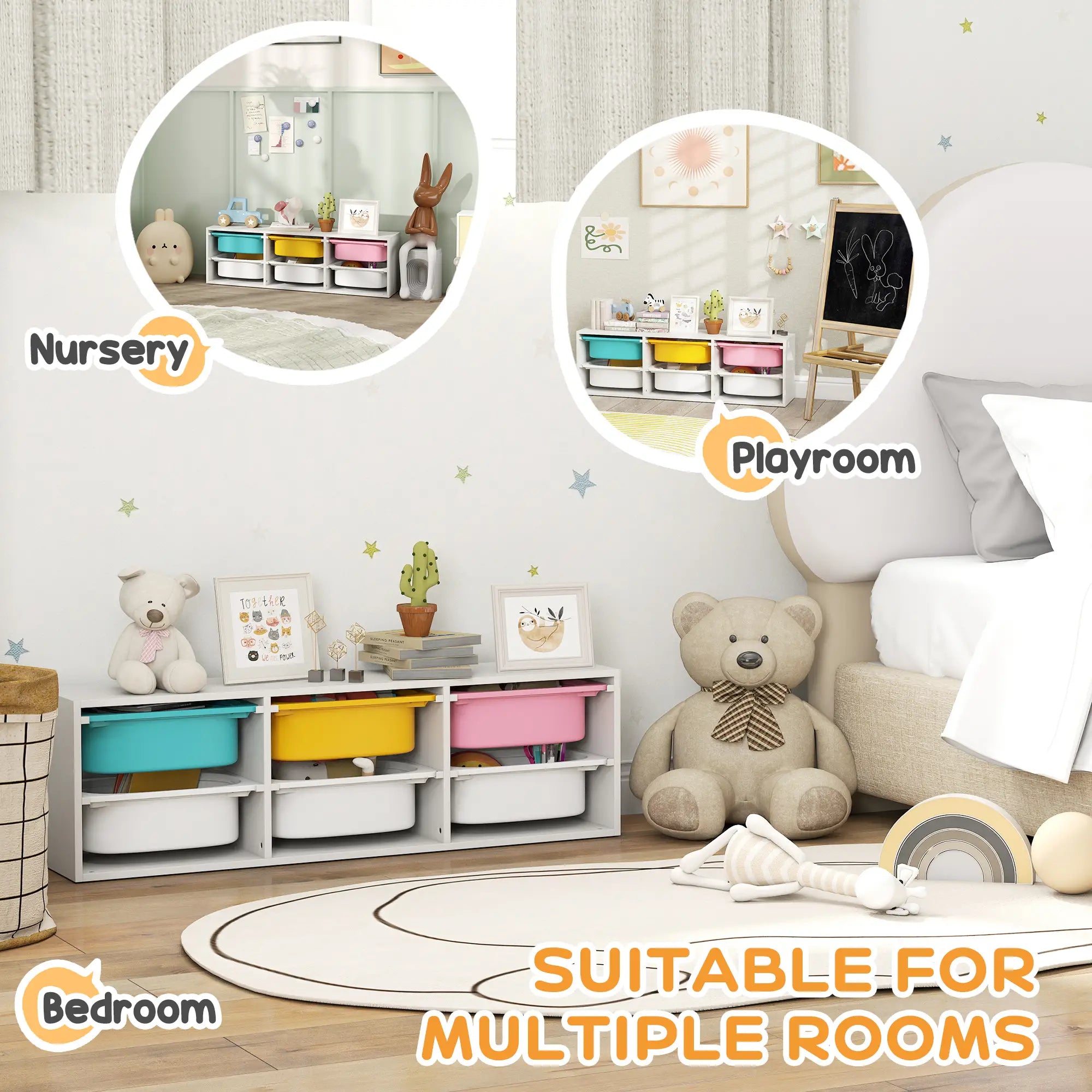 Kids Toy Storage Organizer with 6 Removable Plastic Bins Bookshelves & Bookcases at Gallery Canada