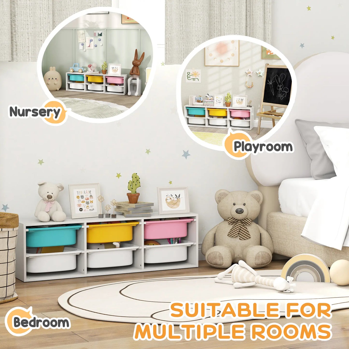 Kids Toy Storage Organizer with 6 Removable Plastic Bins Bookshelves & Bookcases at Gallery Canada