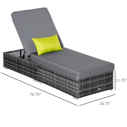 Patio Wicker Lounger, Outdoor PE Rattan Chaise Lounge, Adjustable Recliner, Grey Chaise Loungers at Gallery Canada