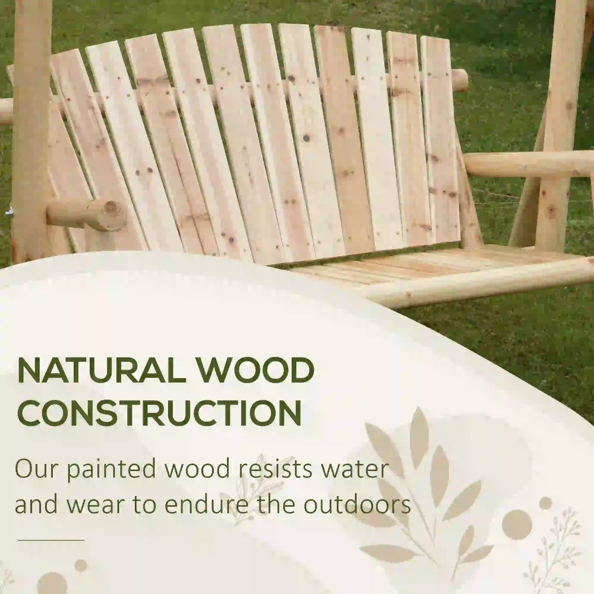 Freestanding 6.5' Wooden Loveseat Swing, Natural Patio Swings with Stand at Gallery Canada