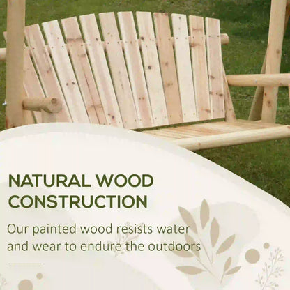 Freestanding 6.5' Wooden Loveseat Swing, Natural Patio Swings with Stand at Gallery Canada