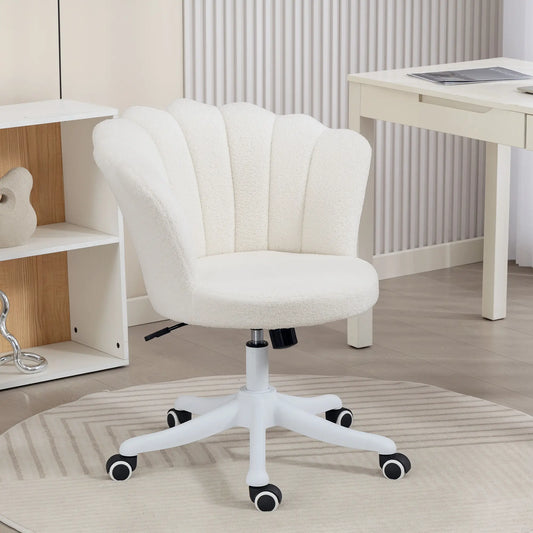 Office Chair, Armless Swivel Desk Chair with Adjustable Height, Backrest, Tilt Function for Office, Vanity, Cream White Task Chairs Cream White, White at Gallery Canada