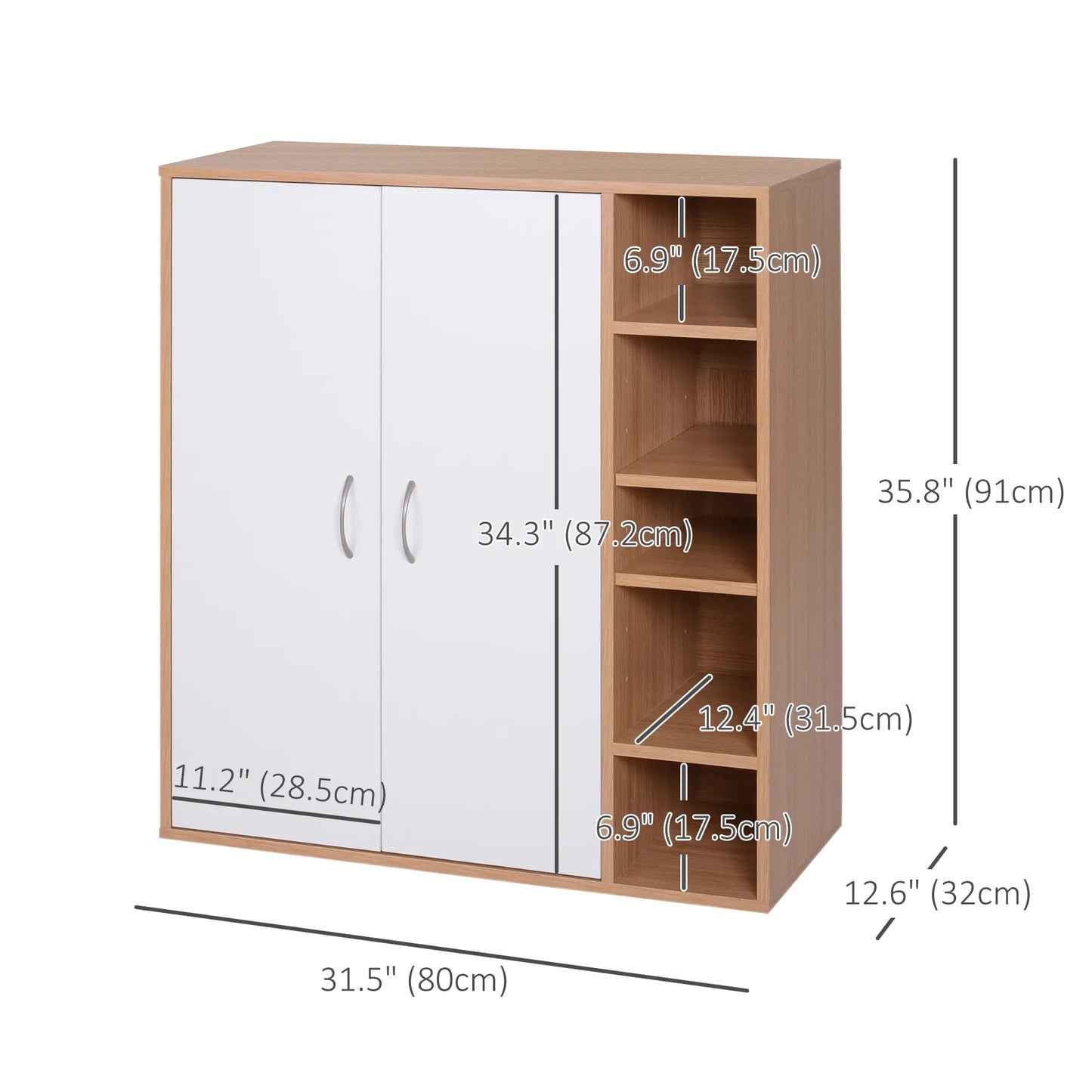 35.5" Shoe Cabinet, 3-Tier Adjustable Shelves, 5 Open Cubes, Natural Shoe Storage Cabinets & Racks at Gallery Canada