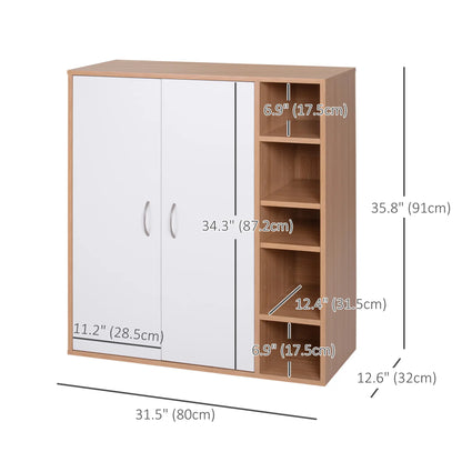 35.5" Shoe Cabinet, 3-Tier Adjustable Shelves, 5 Open Cubes, Natural Shoe Storage Cabinets & Racks at Gallery Canada