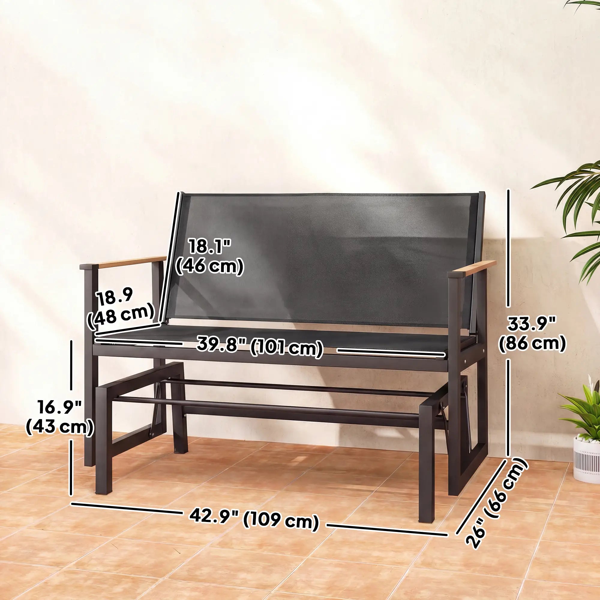 Outdoor Glider Bench For 2, With Thick Cushions, Navy Blue Outdoor Gliders at Gallery Canada