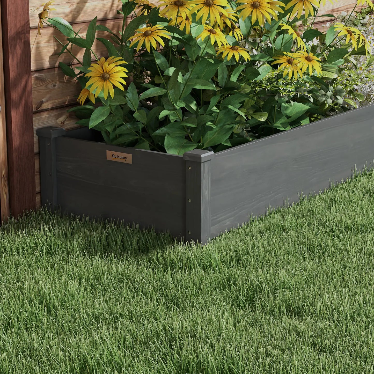 Garden Bed, 2 Planter Boxes, Non-Woven Fabric Liner, 96" x 24" x 10", Grey Raised Garden Beds at Gallery Canada
