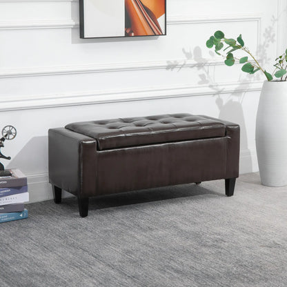 Storage Ottoman Bench, PU Leather, Tufted Design, Brown Storage Ottomans & Benches at Gallery Canada