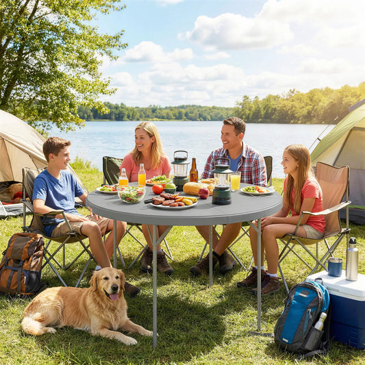 4ft Plastic Folding Picnic Table, Camping Table, Indoor Outdoor, Grey Picnic Tables & Camping Chairs Grey at Gallery Canada