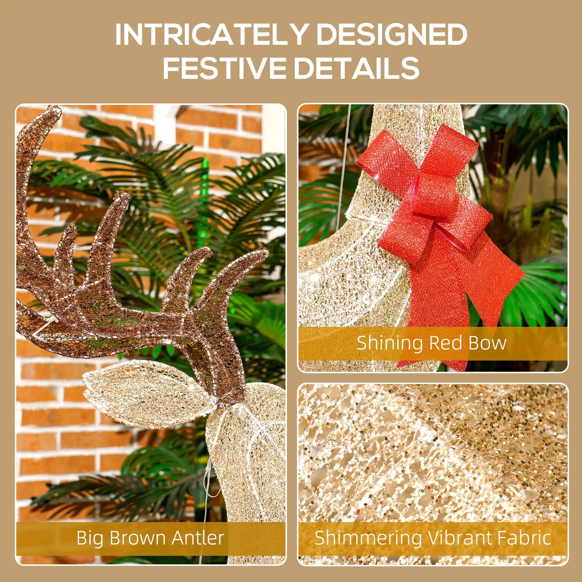 LED Lighted Reindeer Yard Decoration, Indoor Outdoor Lawn, Gold Christmas Deer Lights at Gallery Canada