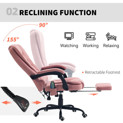 7-Point Vibrating Massage Chair, Reclining with Footrest, Pink Massage Chairs at Gallery Canada
