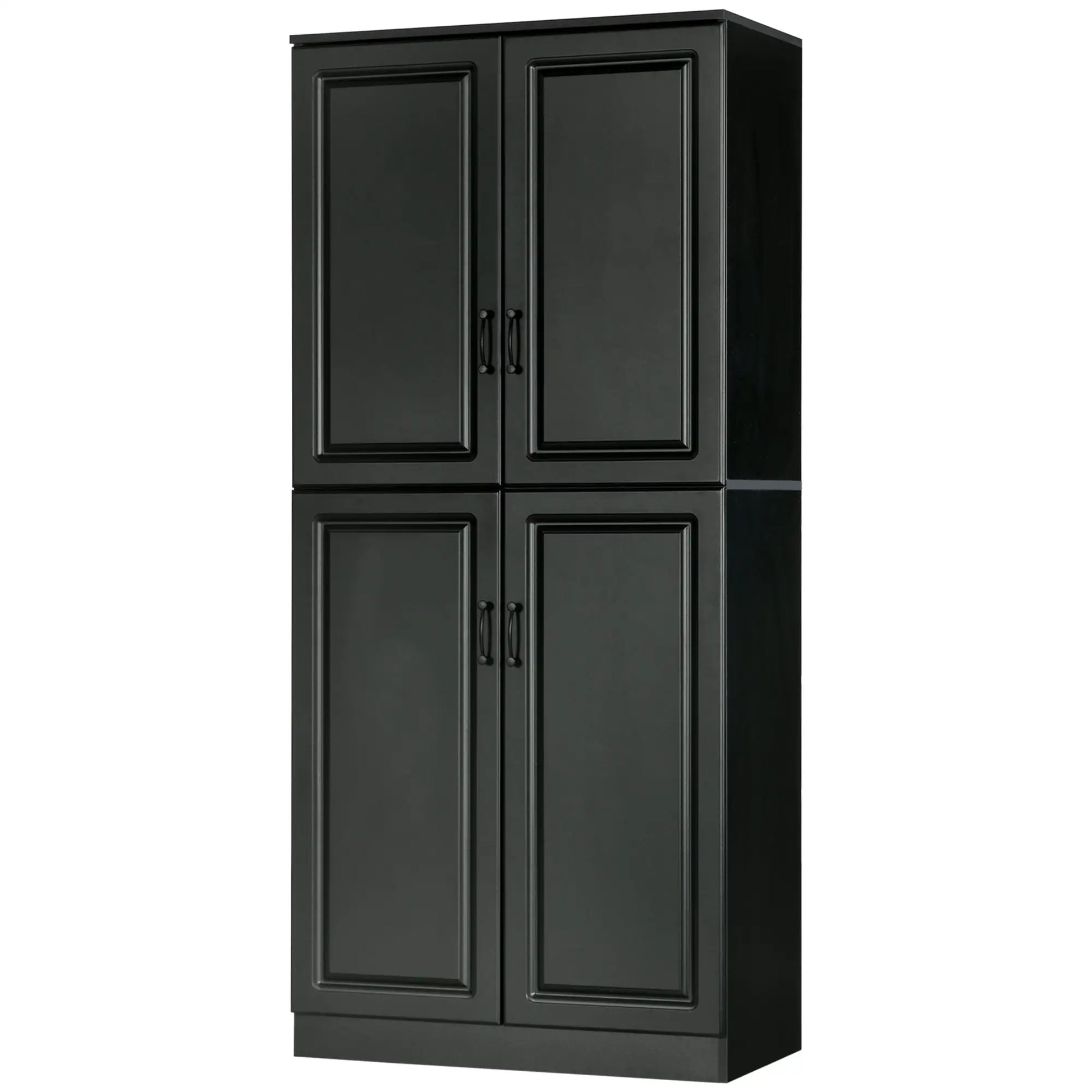 71" Freestanding Kitchen Pantry Cabinet, 4 Doors, Adjustable Shelves, Black Kitchen Pantry Cabinets at Gallery Canada