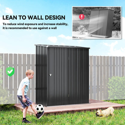 5' x 3' Outdoor Storage Shed, Steel Garden Shed, Lockable Door, Black Sheds at Gallery Canada