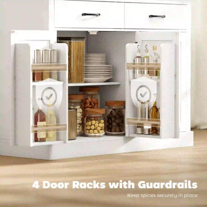 7 Gallon Tilt Out Garbage Cabinet, Kitchen Island With Charging Station, White