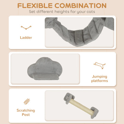 Wall Mounted Cat Shelves, Scratching Post, Ladder, Condo, Light Grey Cat Climbing Wall at Gallery Canada