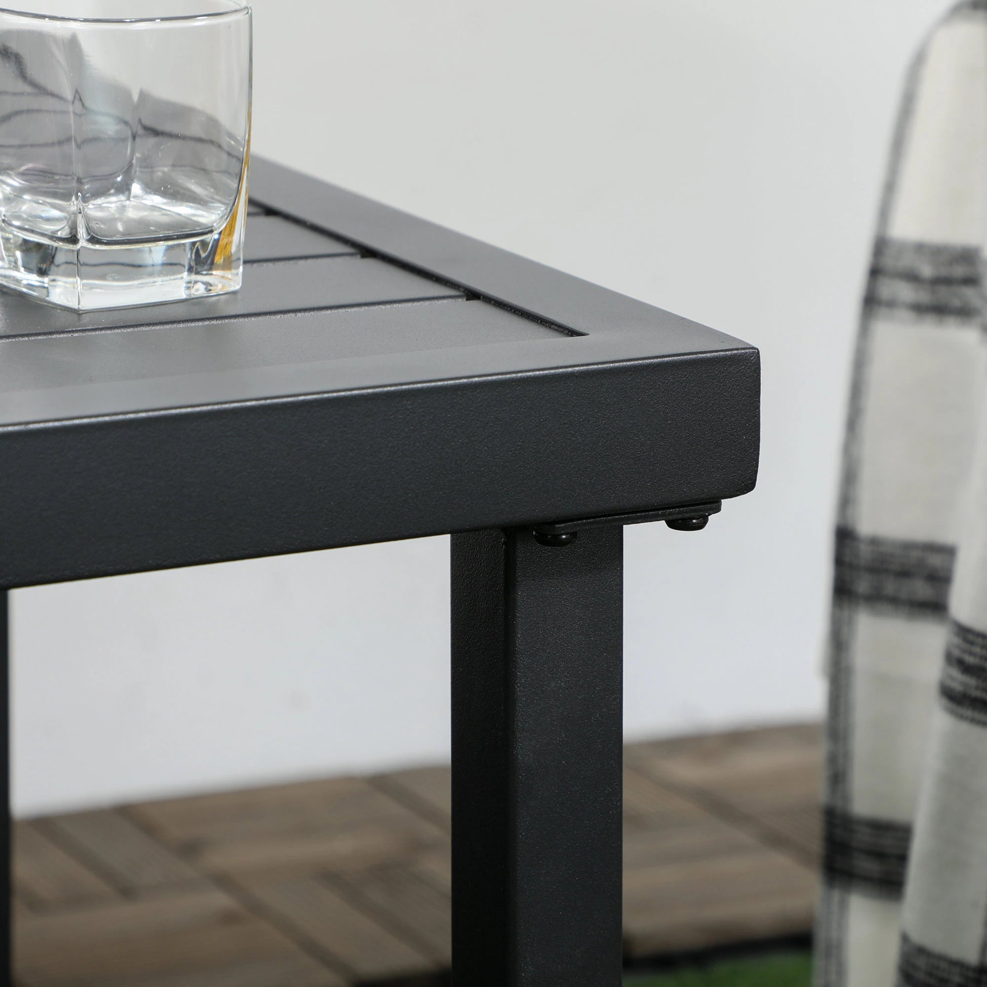 Outdoor Side Table, Patio End Table with Umbrella Hole, Steel Frame, Black Patio Side Tables at Gallery Canada