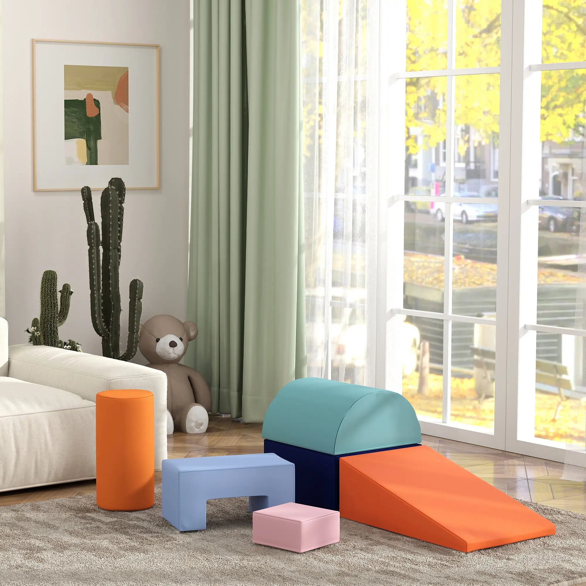 6 Piece Soft Play Equipment, 6-72 Months, Blue, Orange Baby Gym & Playmats at Gallery Canada