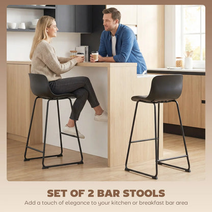 Modern Bar Stools Set of 2, PU Leather, Counter Height, Black Bar Stools at Gallery Canada
